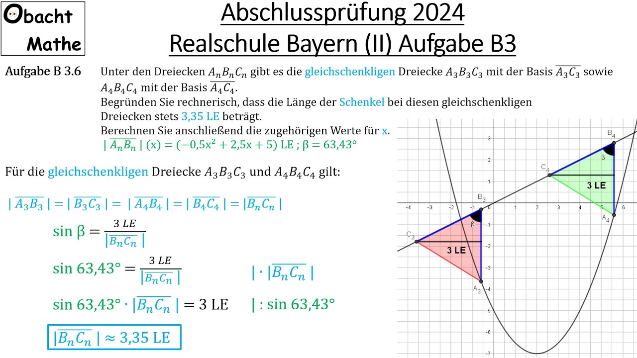 Abschlussprüfung Mathe 2024 | Realschule Bayern | Gruppe 2/3 | Aufgabe B3 vorgerechnet #obachtmathe