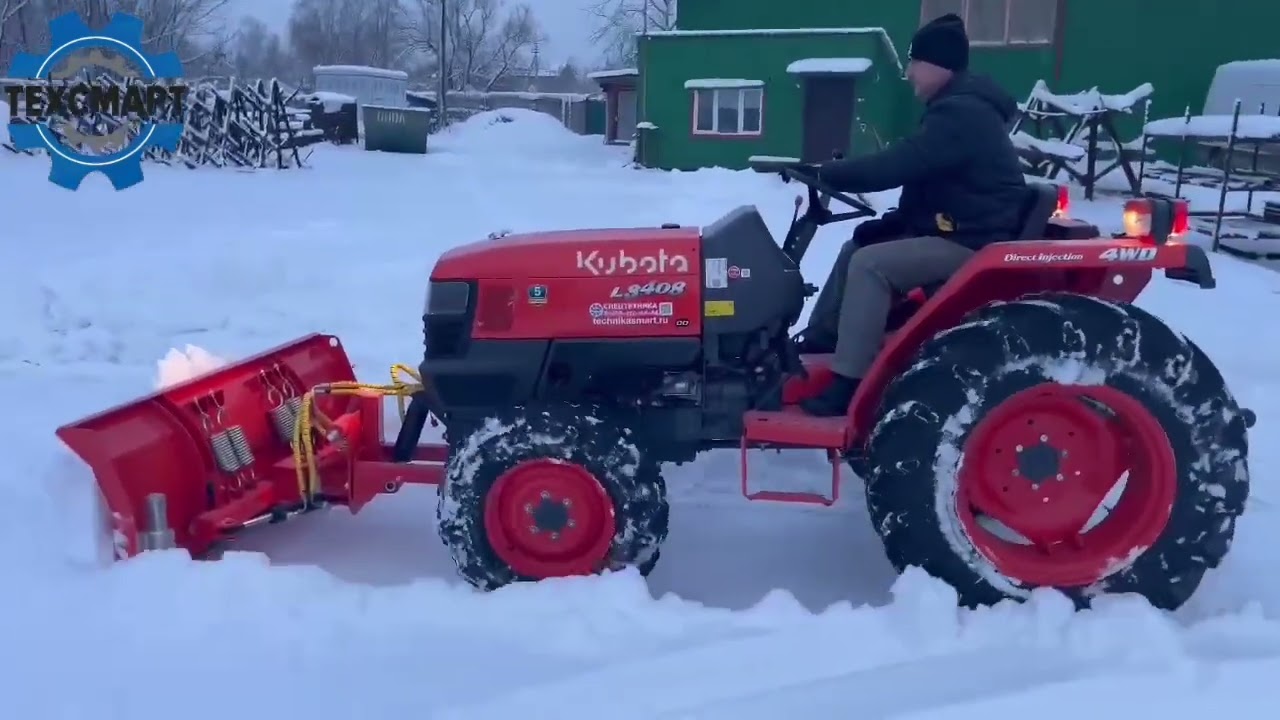 Маленький, но мощный помощник в уборке снега, трактор Kubota L3408. 8-499-110-84-44