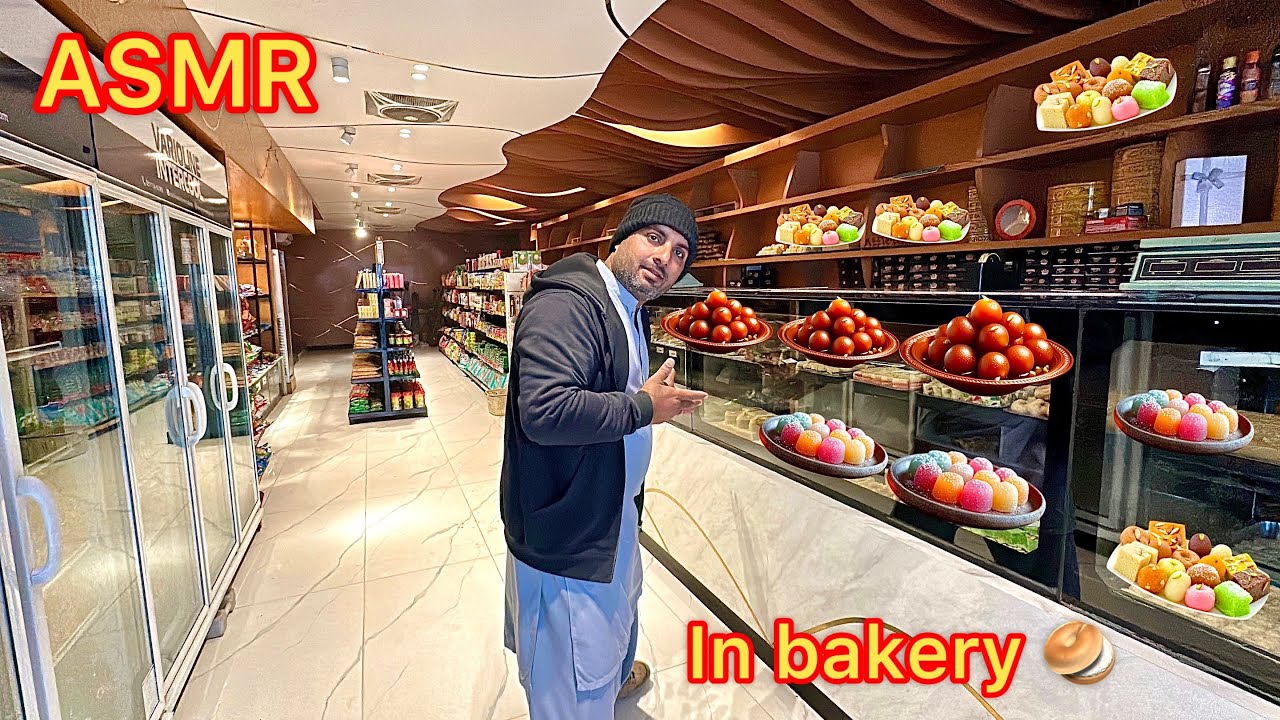 Asmr in sweets and bakery 🥯 and super store 🏬