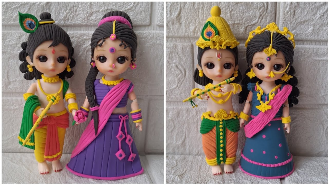 DIY Radhakrishnan Idol tutorial making with super clay🙏 