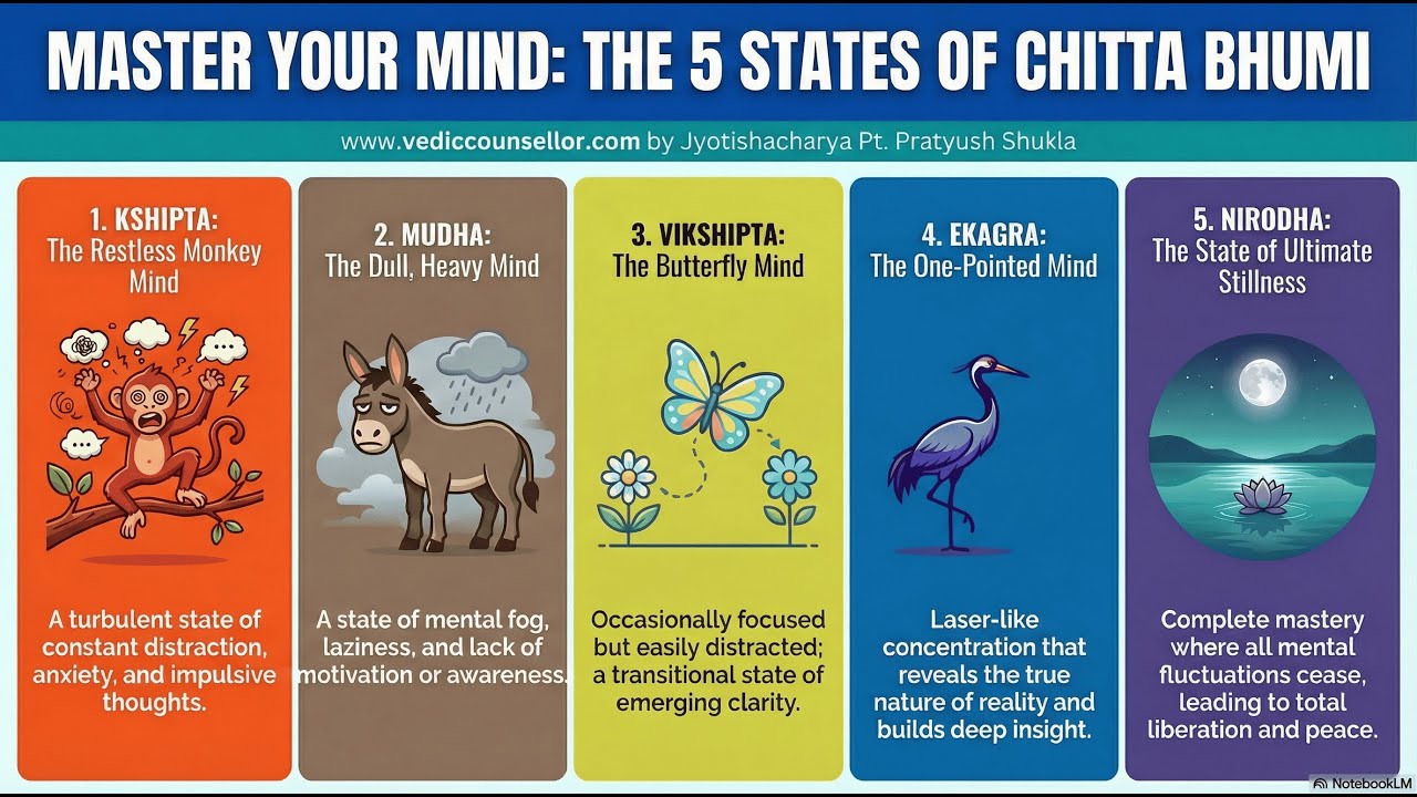 🧘‍♂️|| The 5 States of Mind in Yoga Philosophy (Which One Controls You?) || #yoga #motivation #mind