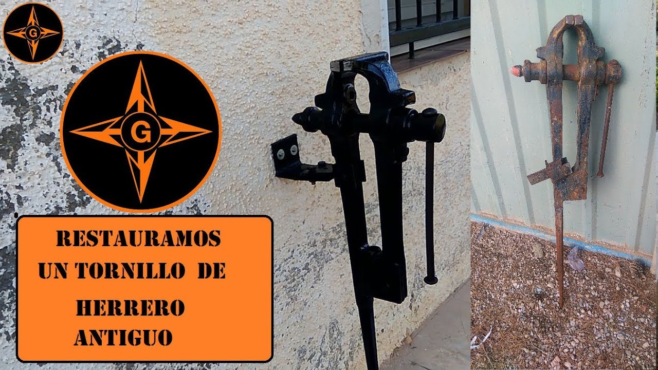 RESTAURACION DE TORNILLO DE HERRERO ANTIGUO  Huge Rusty Leg Vise - Perfect Restoration