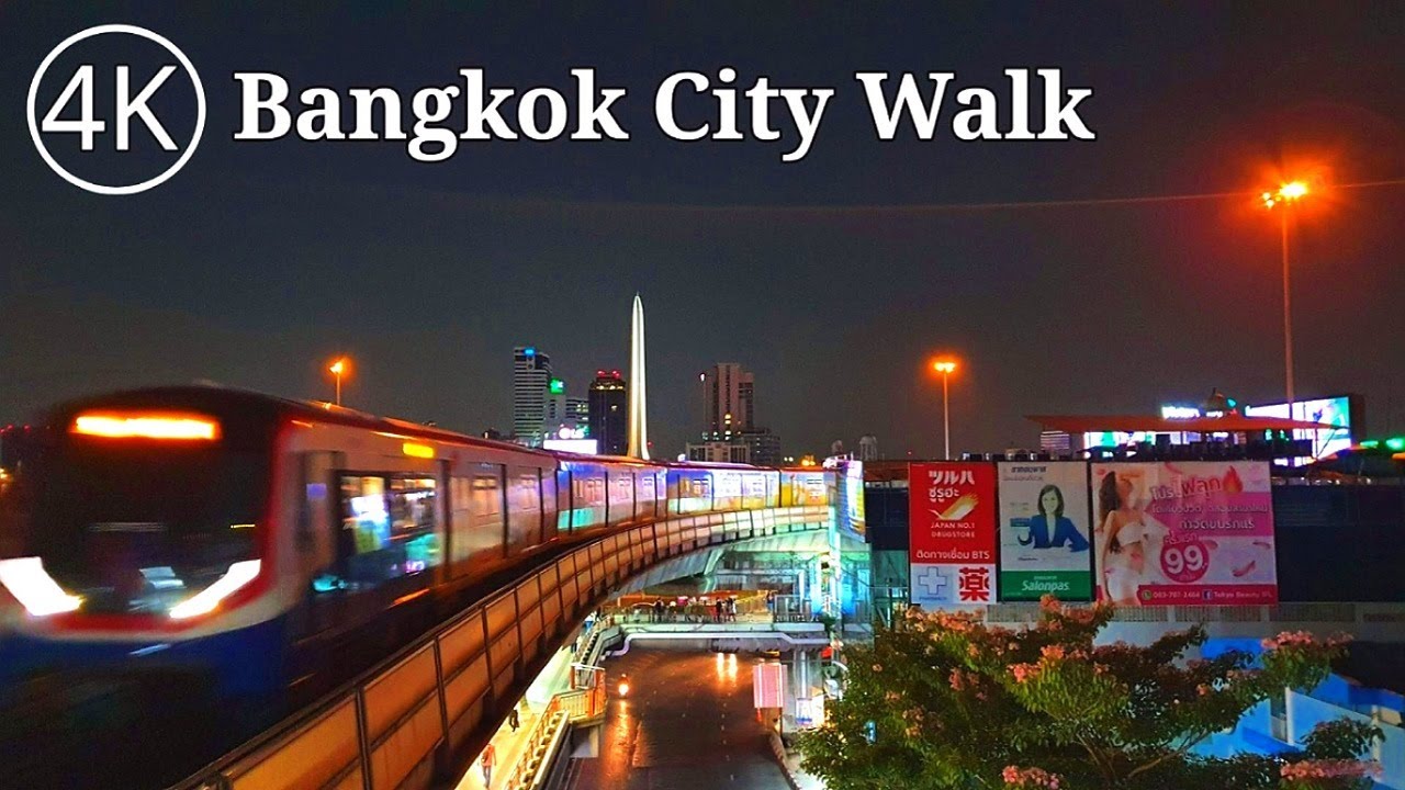 [4K] Walk around BTS Skytrain Victory Monument in Bangkok, Thailand