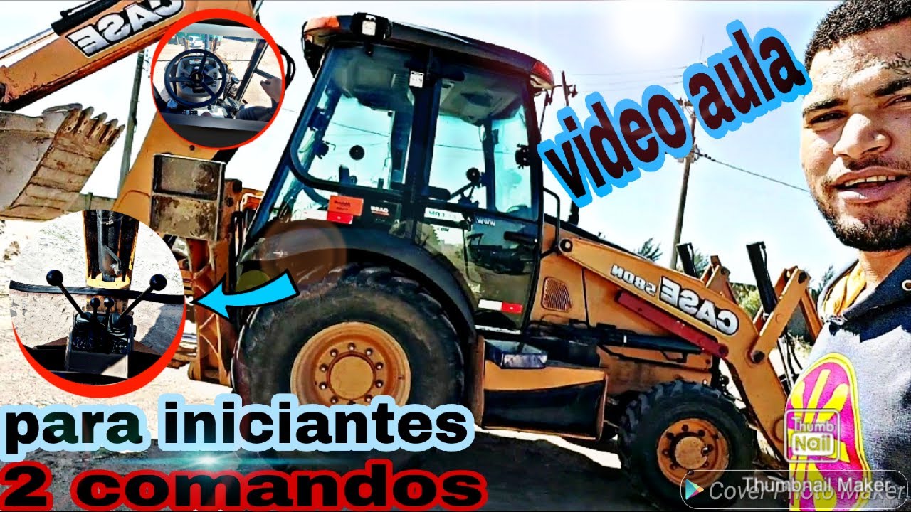Como operar retroescavadeira 2 comandos  Case 580N ./   como operar retroescavadeira 2 comandos