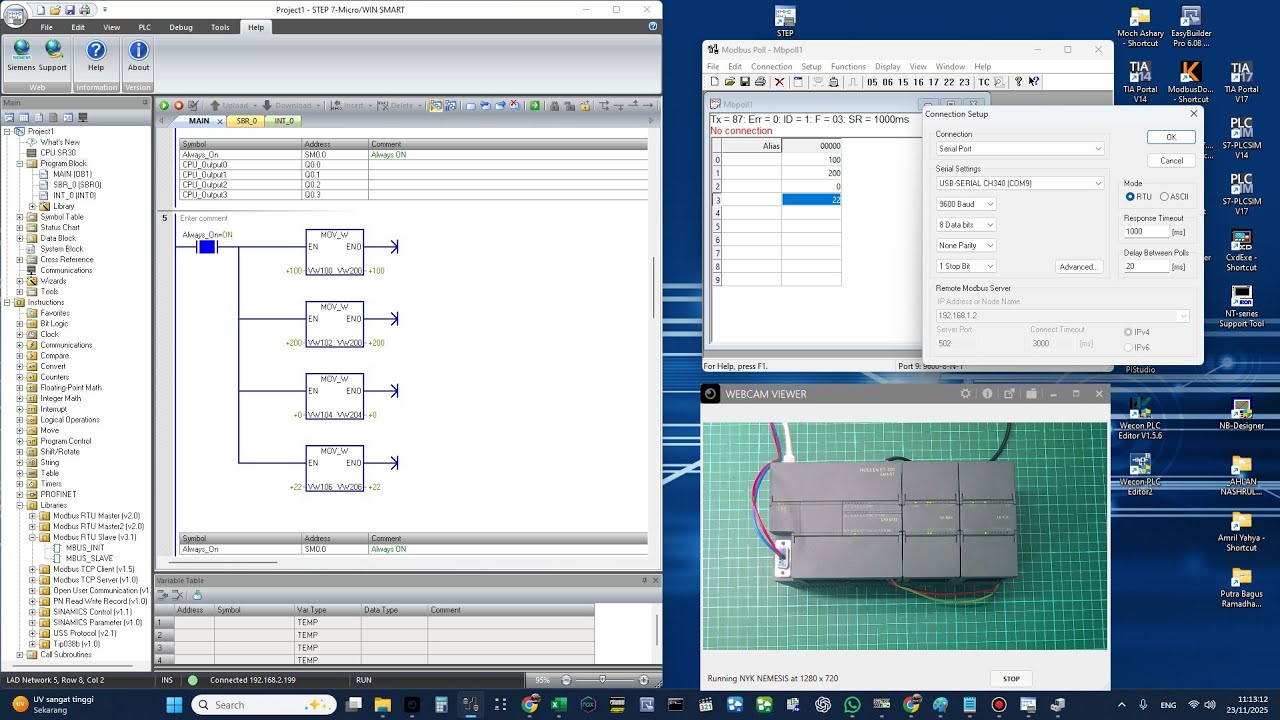 Modbus Slave menggunakan STEP 7-MicroWIN SMART, Menggunakan PLC Huceen.