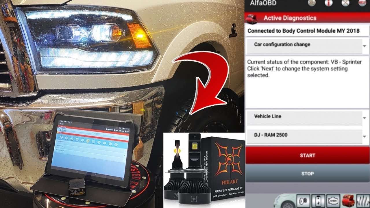 Alfaobd | Alpharex Pro series Headlight programming LED/HID Lighting (4th Gen Ram 1500/2500/3500)