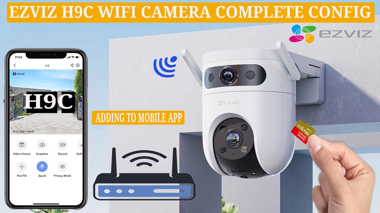 Настройка смарт-камеры EZVIZ H9C с двумя объективами и Wi-Fi: распаковка, установка SD-карты, рук...