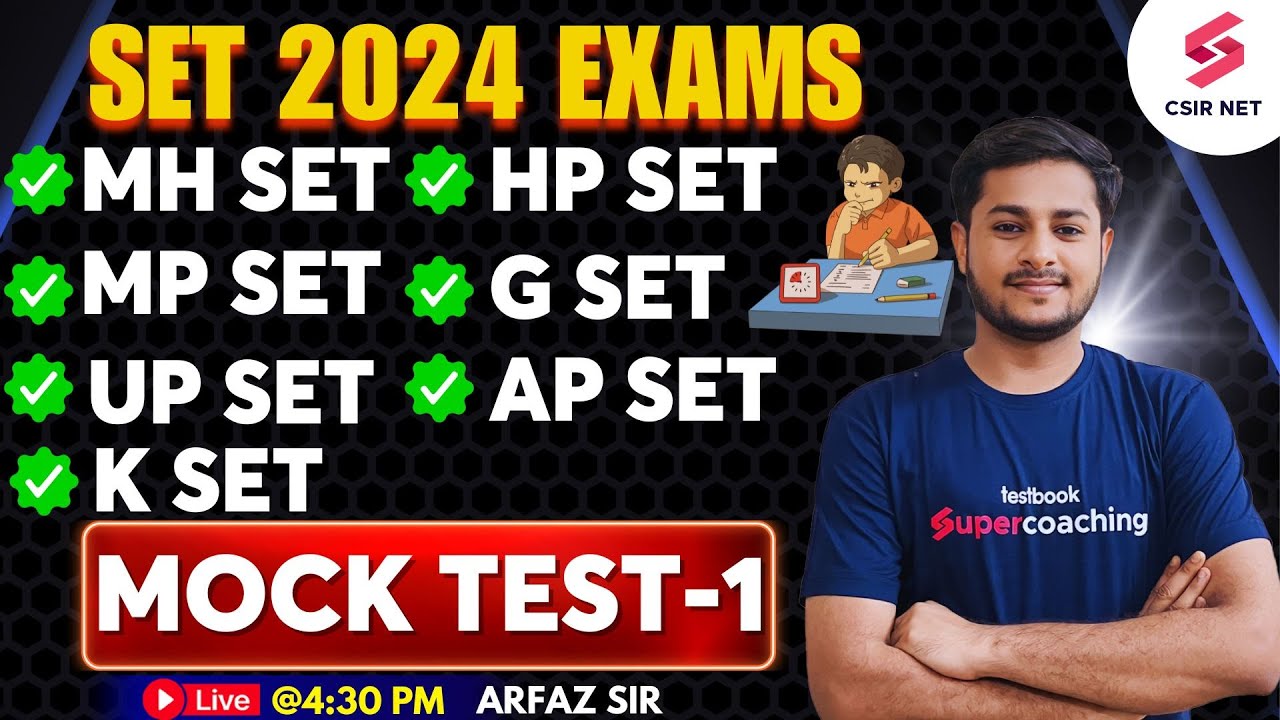 SET 2024 | MH SET | HP SET | MP SET | G SET | UP SET | AP SET | K SET | Mock Test 1 | Arfaz Sir