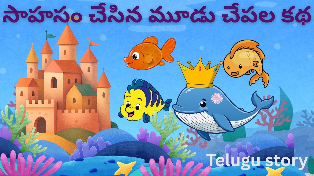పెద్ద తిమింగలాన్ని కాపాడిన చిన్న చేపలు | సాహసం చేసిన మూడు చేపల కథ | Fish story | Telugu Story
