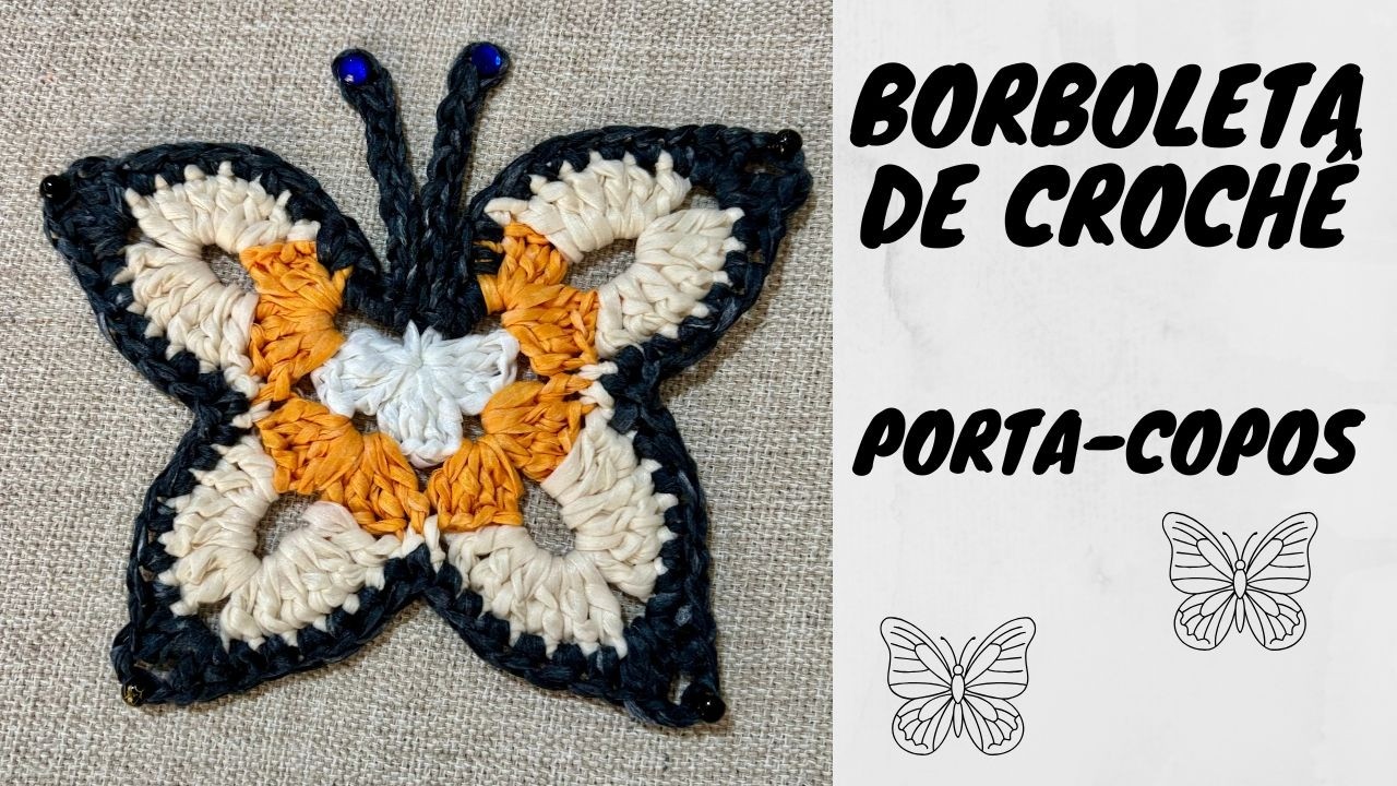 Borboleta de crochê - Porta-copos