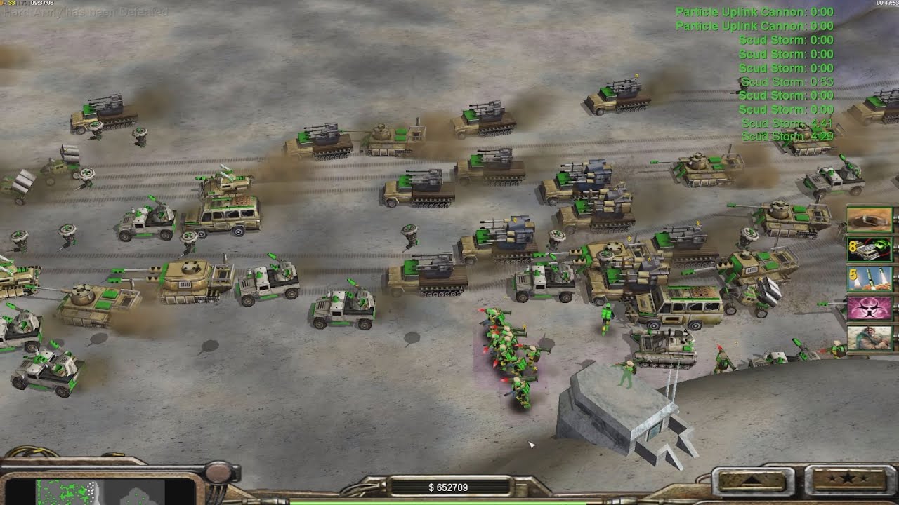 Лазер Токсин X - Command & Conquer Generals Zero Hour - геймплей 1 против 7 на сложном уровне
