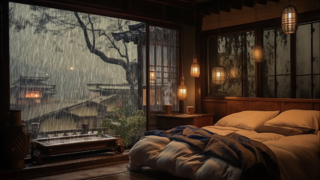 ☔️Мягкий дождь, льющийся в уютном современном ханоке &ndash; успокаивающий звук дождя и вид во время сна.