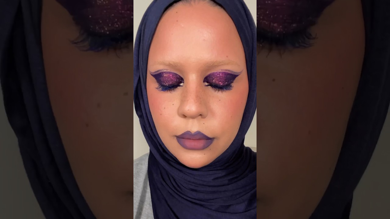 Purple Editorial Graphic Liner using all Glisten Cosmetics Products! 💜