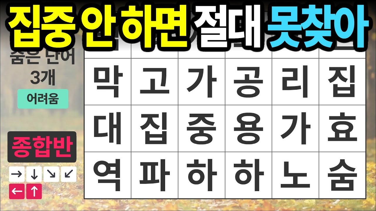 집중 안 하면 절대 못찾아요 [종합반 537] 숨은단어찾기 | 치매예방 | 치매테스트 | 치매예방퀴즈 | 단어퀴즈 | 치매예방활동 | 낱말퀴즈