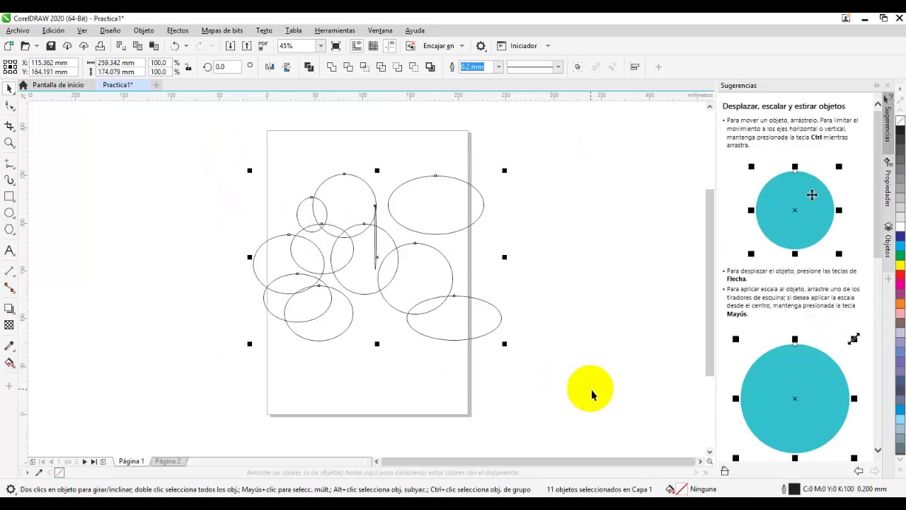 Corel Draw- Herramienta rectángulo  y elipse