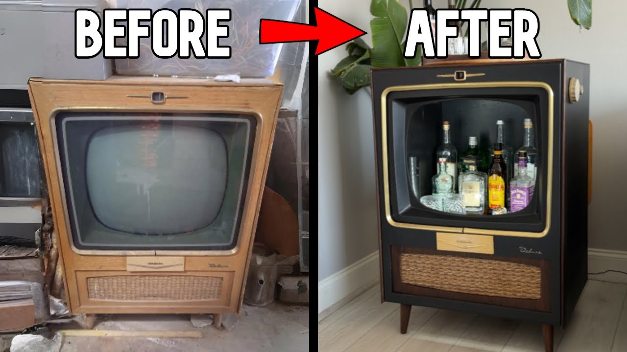 I Turned a Broken Vintage TV into an MCM Bar Cabinet