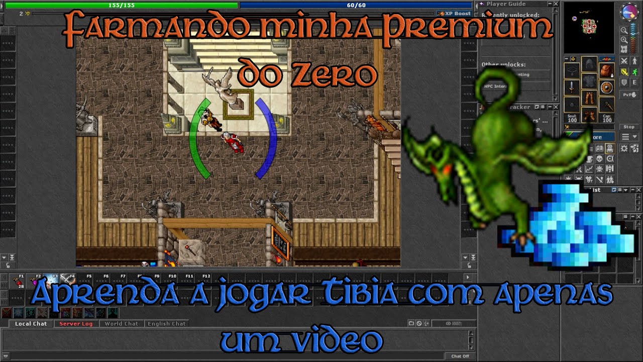 Tibia guia iniciante do ZERO! Melhor servidor como usar deposito banco comprar casa bless promotion