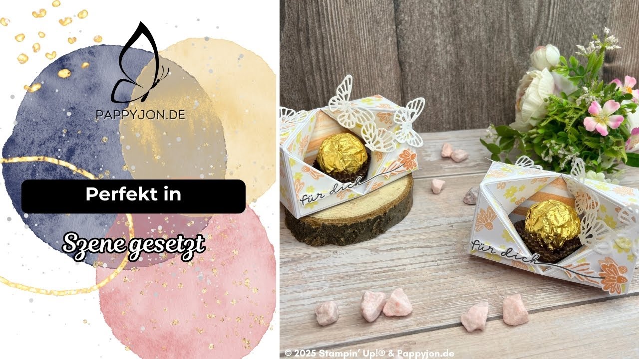 Perfekt in Szene gesetzt | Verpackung | Goodie | Zauberhafte DIY Schachtel für süße goldene Kugel🦋🎁