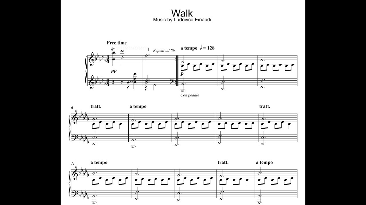 Ludovico Einaudi - Walk - Piano + Sheet Music