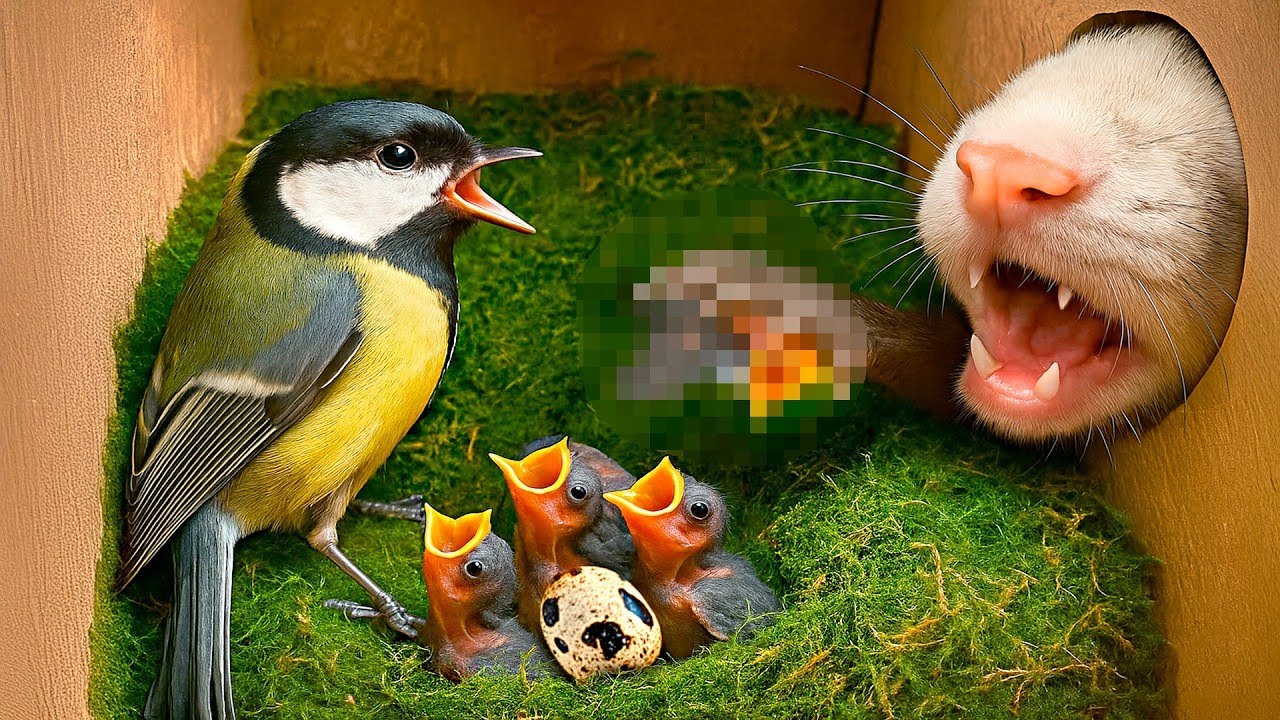 THE NEST WITH THE CHICKS WAS ATTACKED BY A PREDATOR