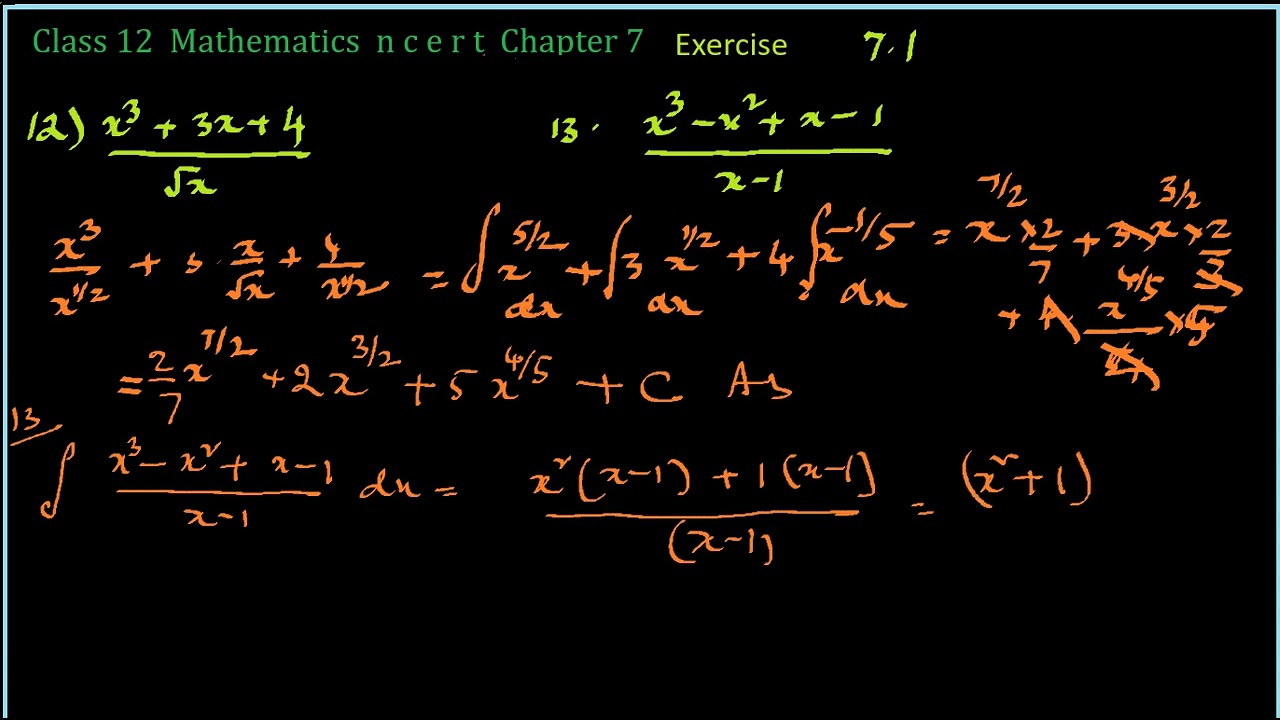 Class 12 mathematics chapter 7 Integration NCERT Exercise 7.1 problems 12 to 18