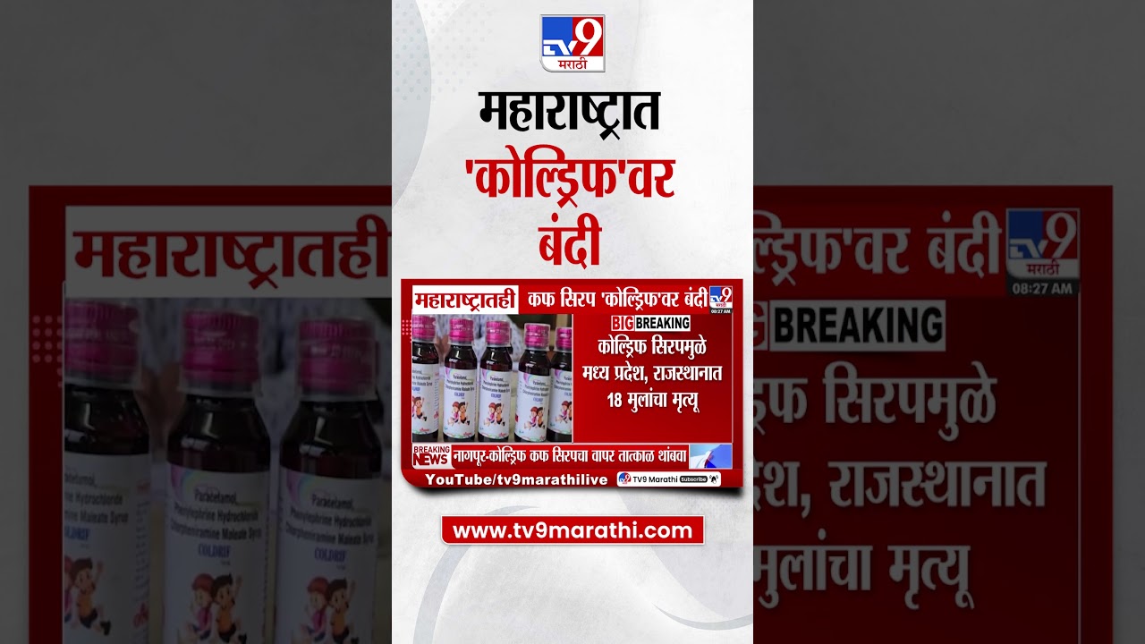 Coldrif Cough Syrup |  महाराष्ट्रात 'कोल्ड्रिफ'वर बंदी