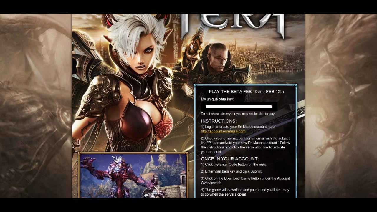 How to get a Free TERA beta key.