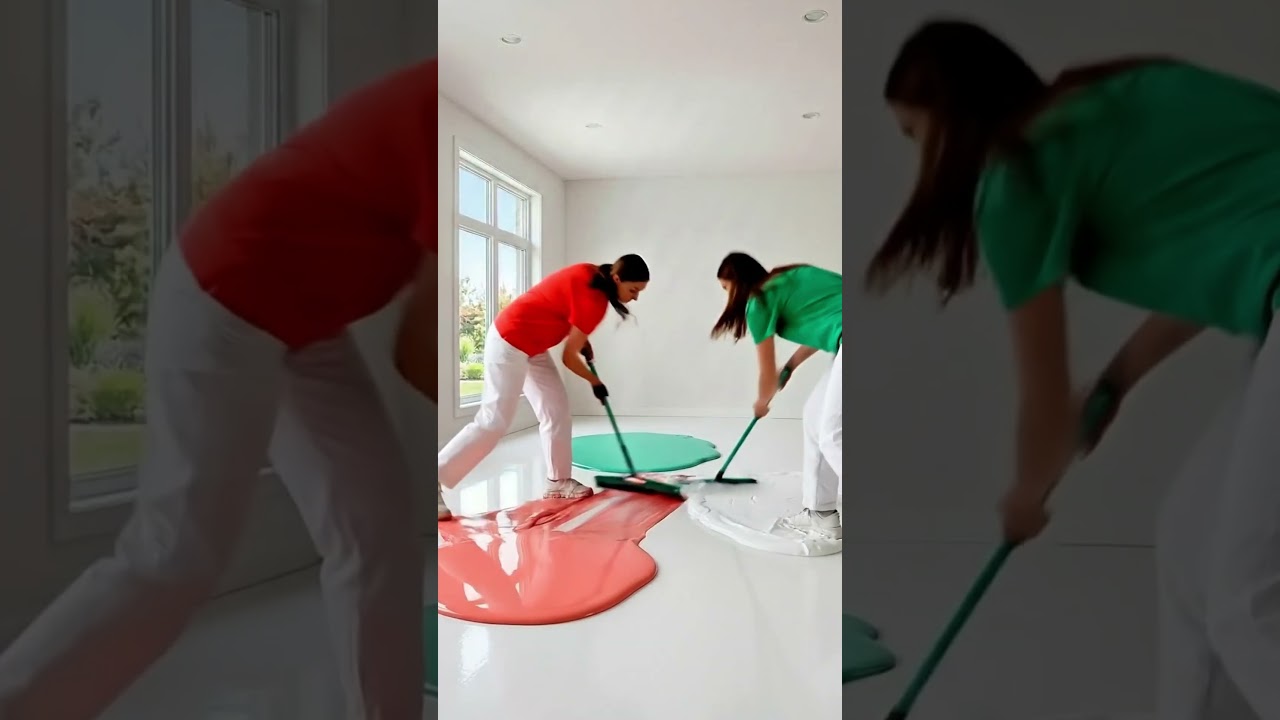 This Watermelon Floor is colorful.   #diyEpoxyFloor #HomeRenovation #Timelapse