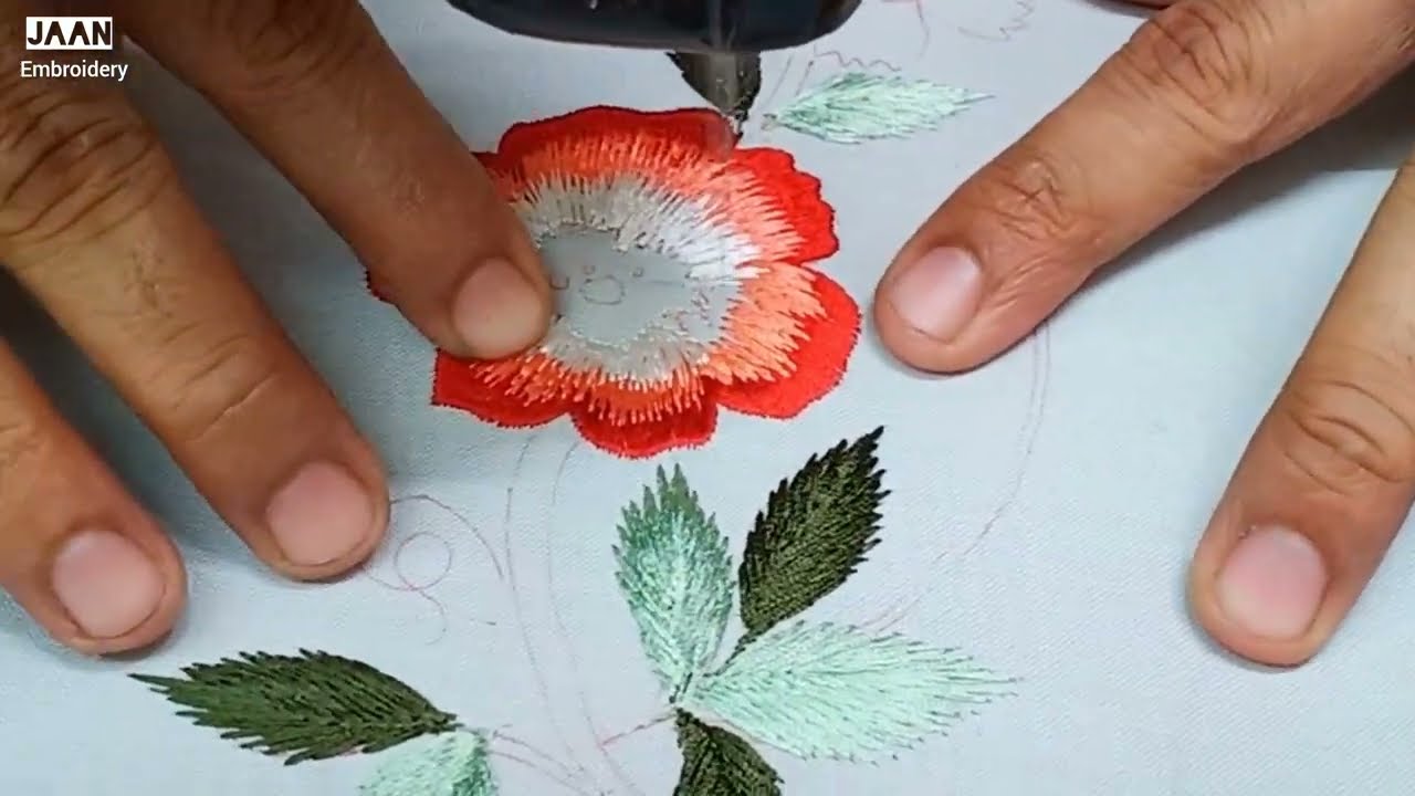 Multicolour shading flower embroidery for beginner/ machine embroidery work / embroidery designs