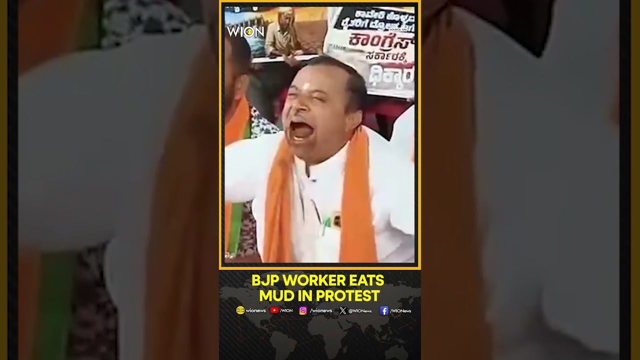 BJP Worker Stages Mud-Eating Protest Over Cauvery Water Row | WION Shorts