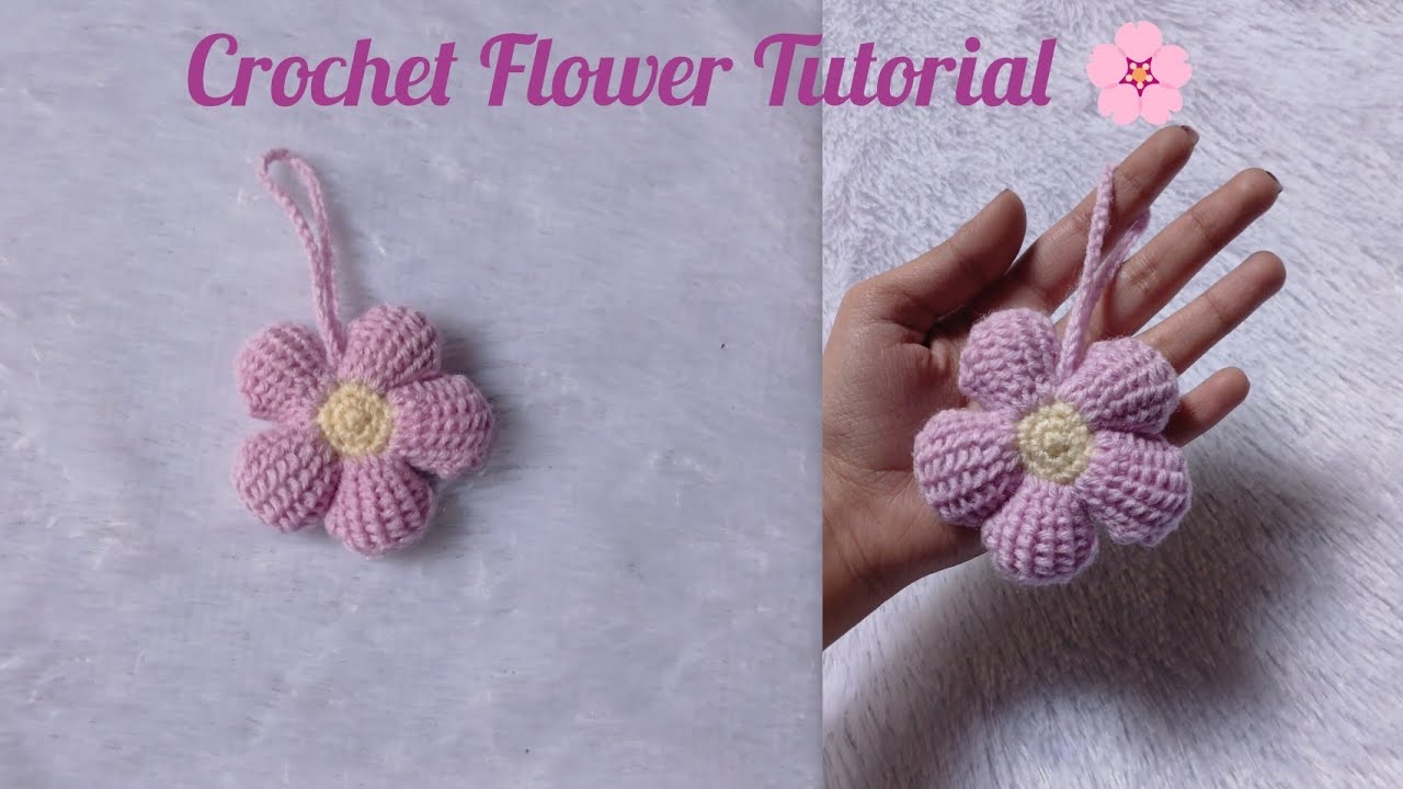 Crochet Flower Keychain & Bag Charm Tutorial 🌸 | Easy Crochet Afghan Flower Tutorial 