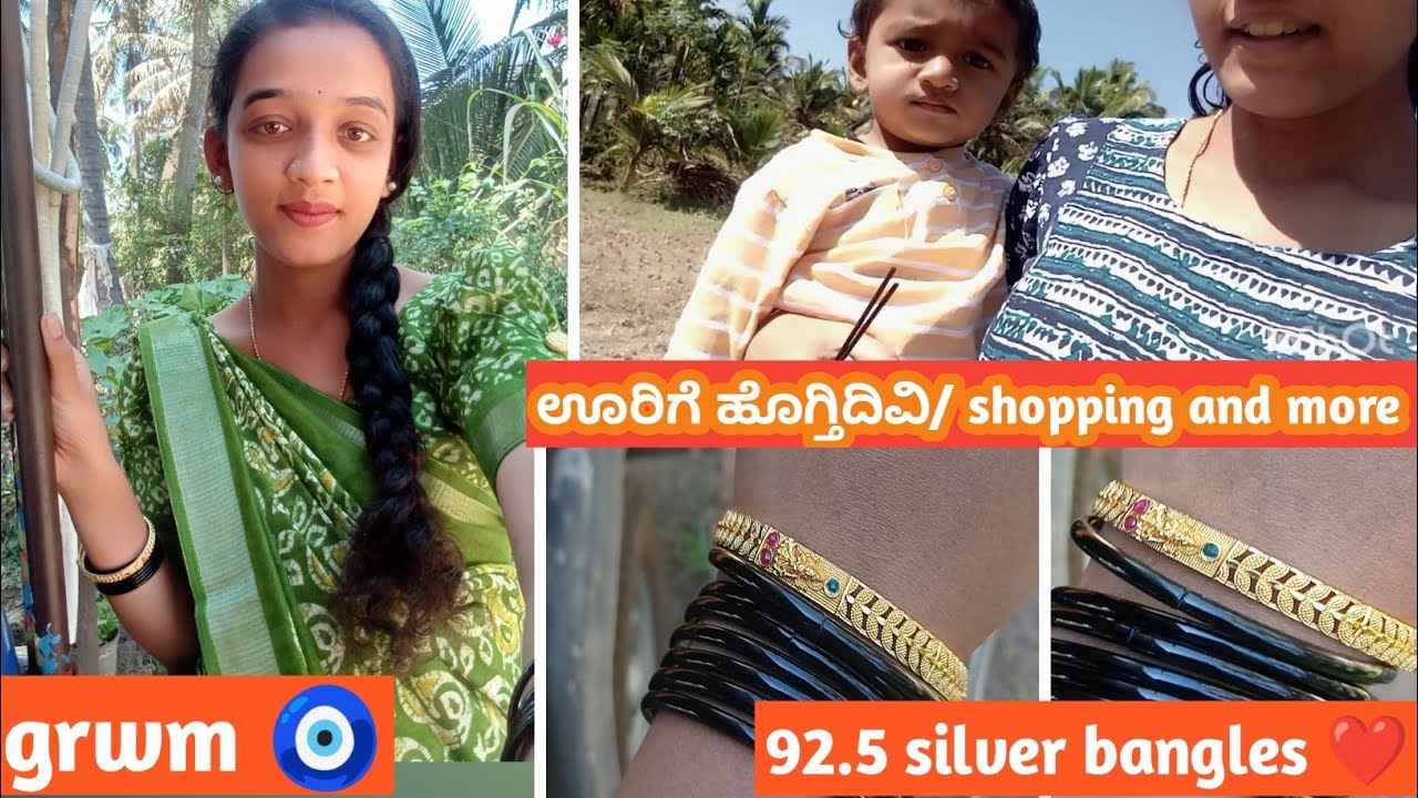 92.5 silver bangles,shopping vlog,grwm vedio kannada,gold bangles 