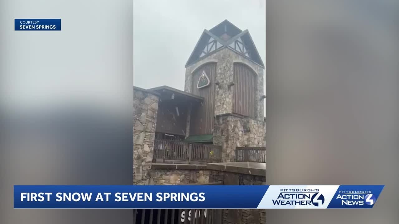 First snow falls in Pennsylvania at Seven Springs Ski Resort