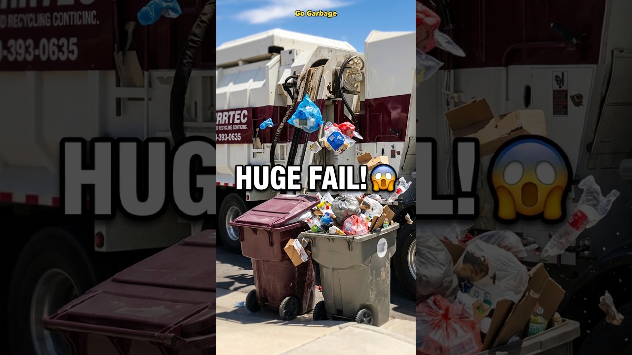 🚨 Garbage Truck vs. Trash Bins! EPIC FAIL 😱 #shorts #garbagetruck
