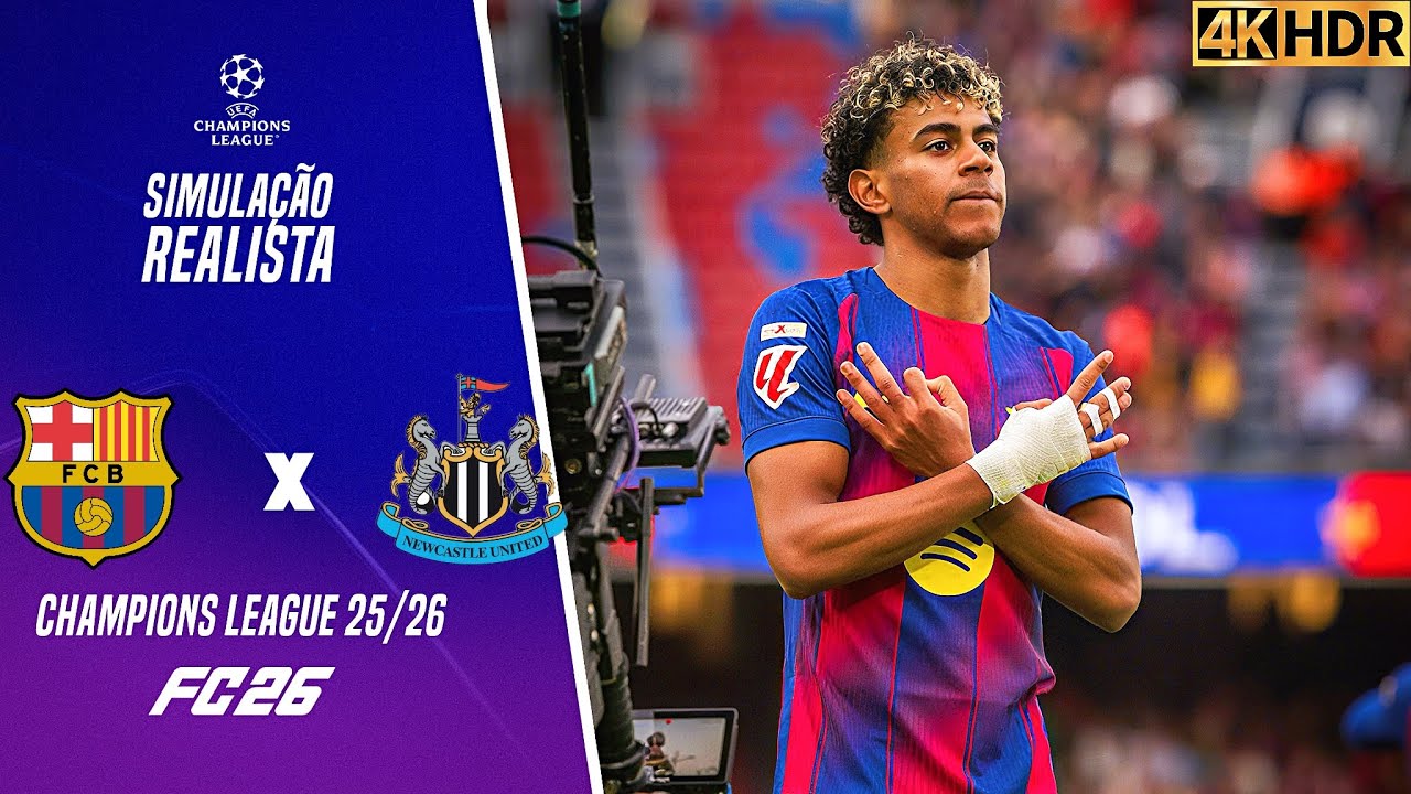FC 26 - Barcelona x Newcastle | Liga dos Campeões 25/26 | Simulação 4K (60FPS) Ultra Realista.