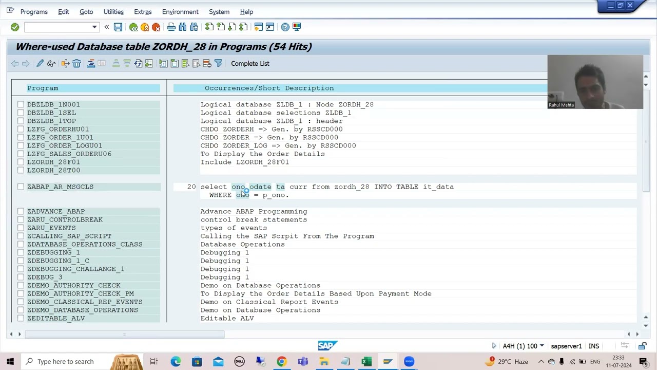 1 - Additional ABAP Concepts - Concept of Where Used List