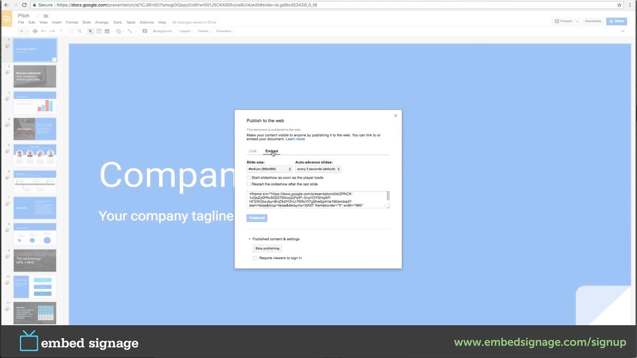 Google Slides on your Digital Signage with Embed Signage