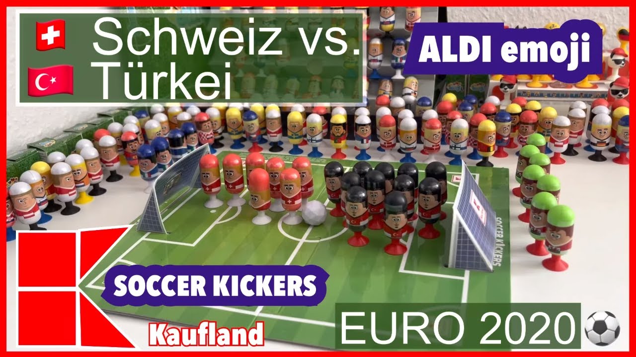 Schweiz : Türkei gespielt mit den Kaufland Soccer Kickers und die ALDI Emojis schauen zu