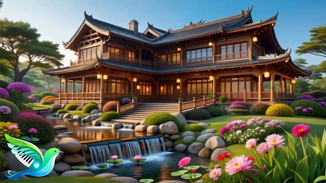 Calm Piano with River Flow and Birds (1 Hour)