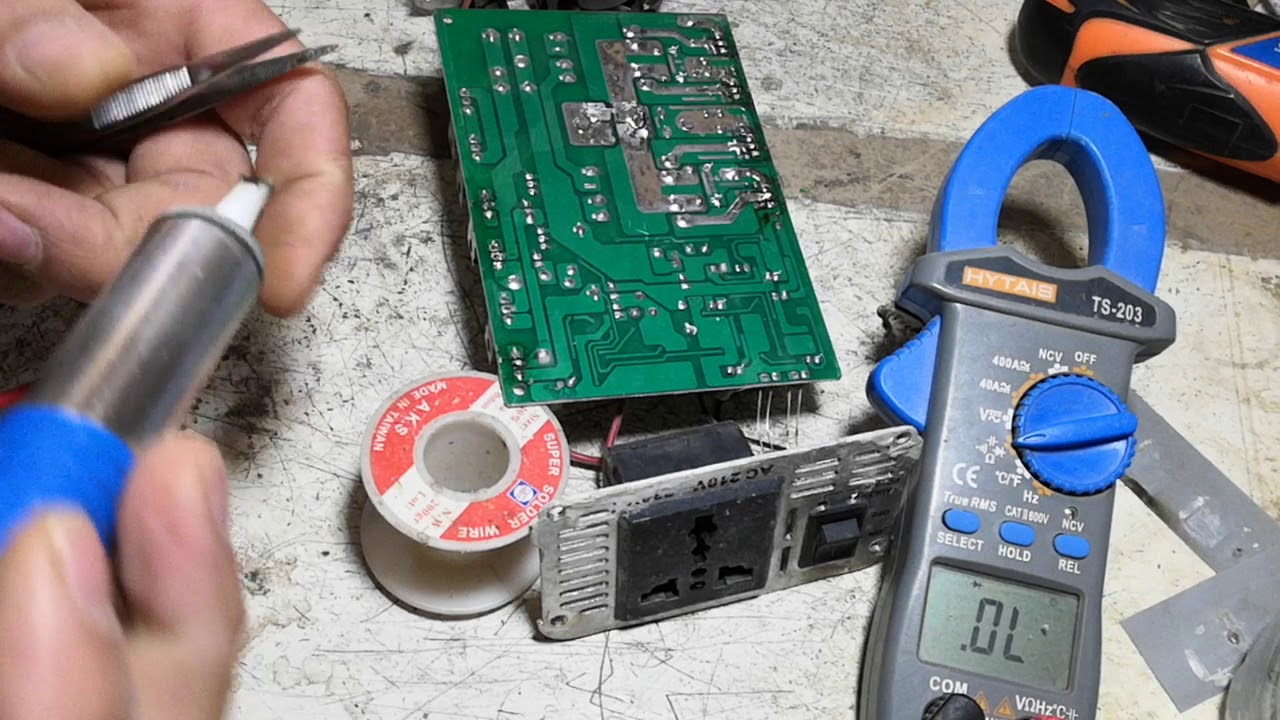 صيانة رافع جهد 1500 واط العطل ترانزستور الخرج