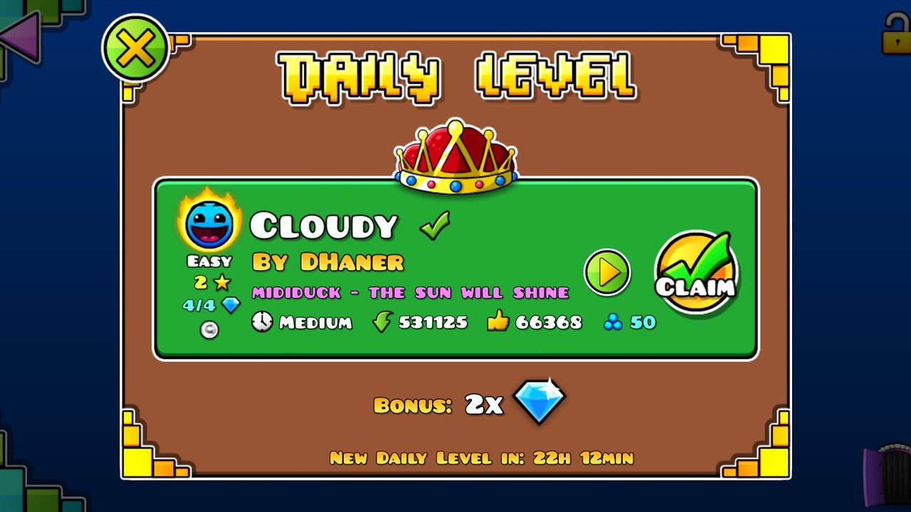 #2061 Cloudy (by DHaner) [Geometry Dash]