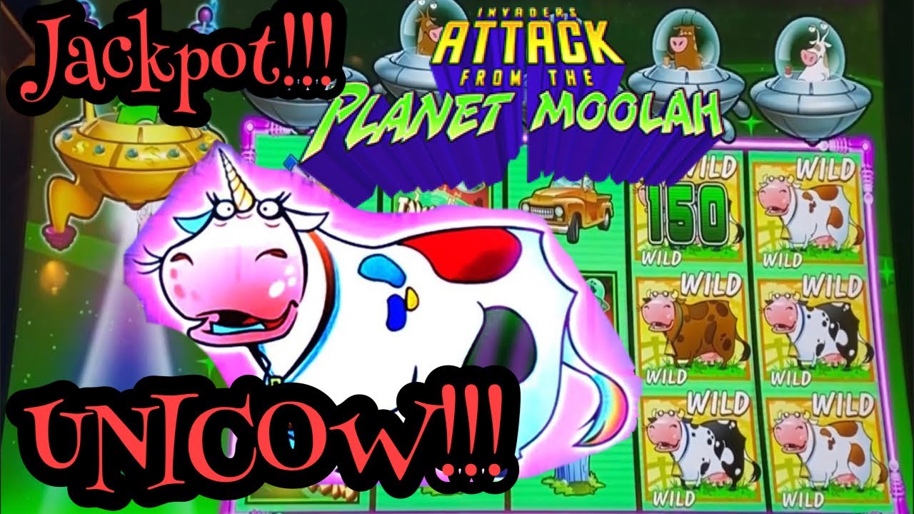 We Got the UNICOW!!! Invaders Attack From the Planet Moolah JACKPOT! 400 FREE GAMES!!