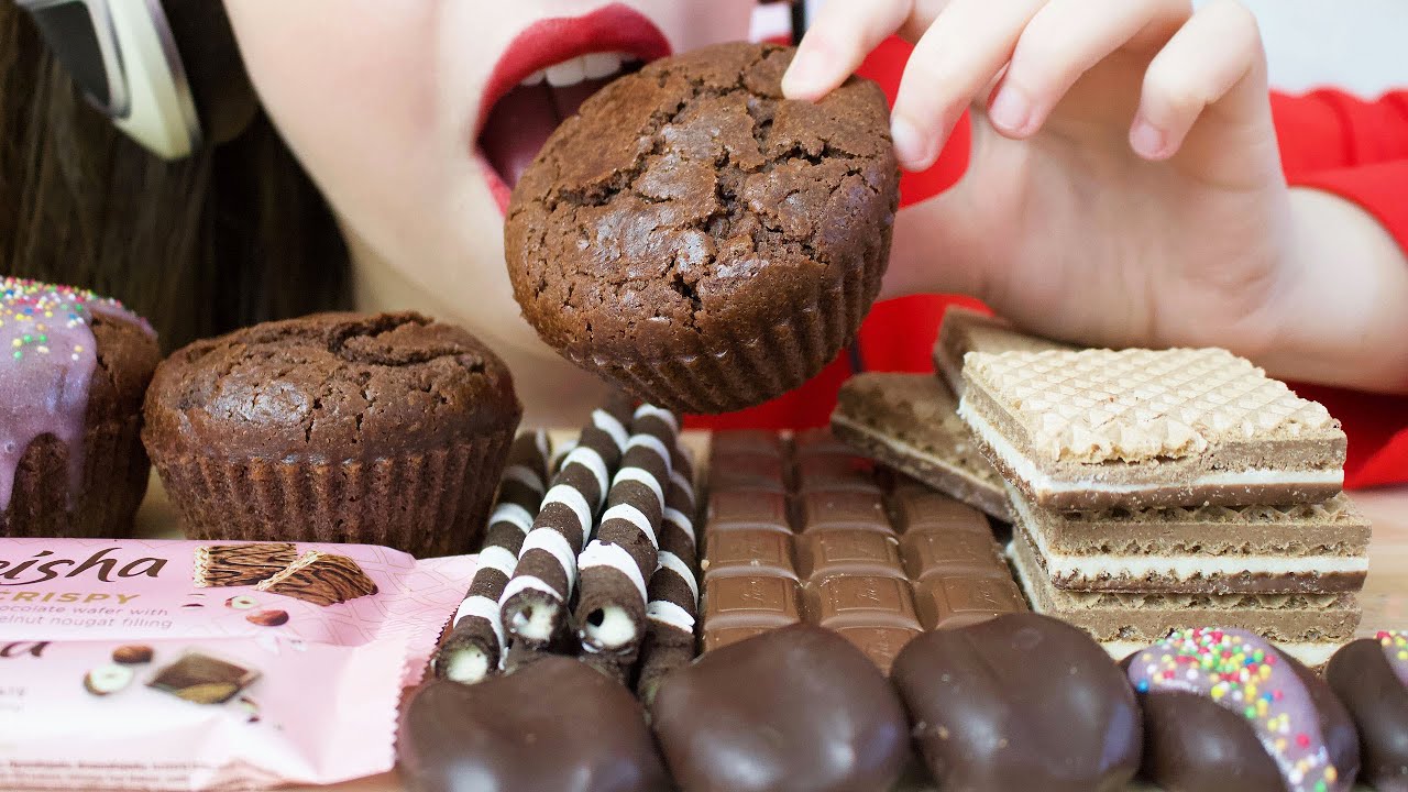 ASMR CHOCOLATE PARTY | MUFFINS, Hazelnut Chocolate Bars (Eating Sounds) No Talking