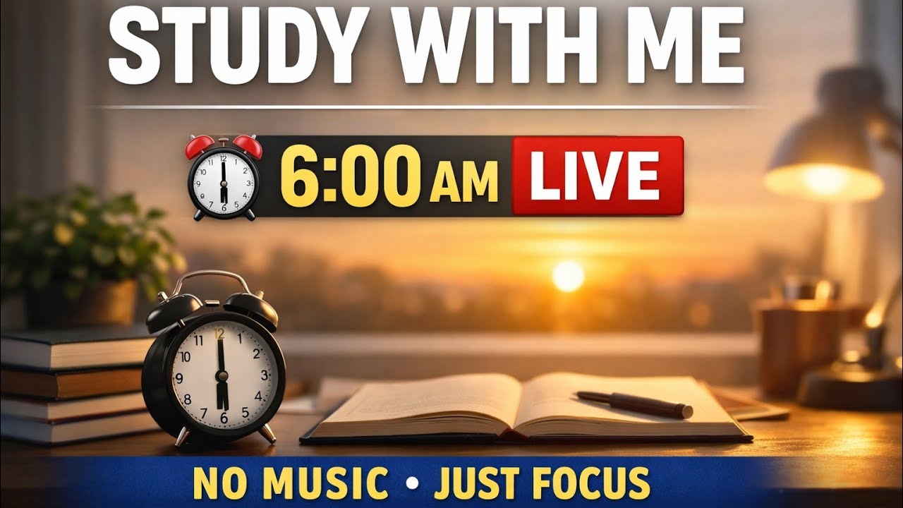 Study With Me | 6 AM Morning Focus Session | No Music 🔕📚