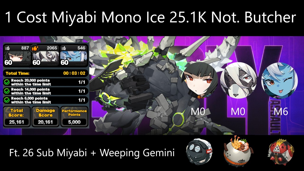 1 Cost M0W0 Miyabi Mono Ice Butcher 25.1K || ZZZ Deadly Assault
