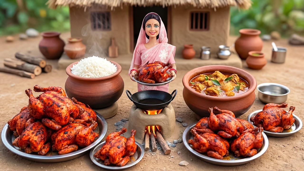 🔥🍗 Miniature Doll Cooks Giant Tandoori Chicken | Relaxing Indian Tiny Kitchen ASMR