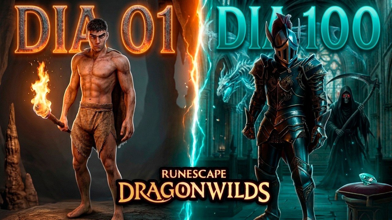 Eu sobrevivi 100 Dias em Runescape: Dragonwilds e Me tornei um caçador de dragões!