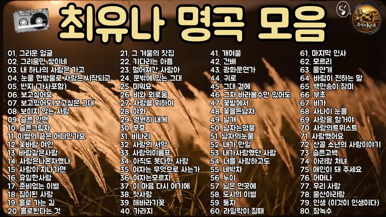 ✅ 최유나 명곡 모음 - 중년이 사랑한 가슴 시린 트로트 베스트 80곡 연속듣기ㅣ최신 트로트 | 트로트 메들리 모음ㅣ뽕짝 트로트ㅣk-trot | 사랑해요 7080