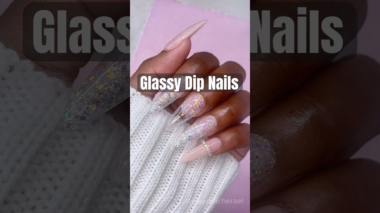 Glitter Encapsulated Dip Nails ✨ | How to Get That Glassy, Gel-Like Shine