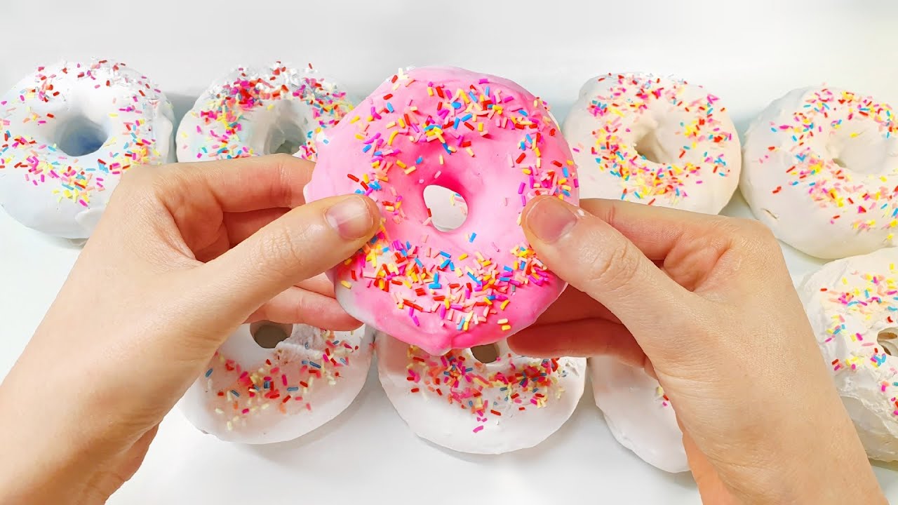 🍩석고도넛부수기🍩 Doughnut plaster clay cracking
